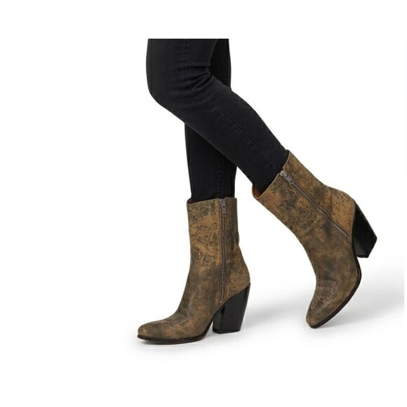 Golden Goose Shoes - Golden Goose Women Candy Distressed Leather Western Cowboy Boots Brown Size 36 6